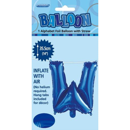 Royal Blue W Alphabet Foil Balloon 35cm Default Title