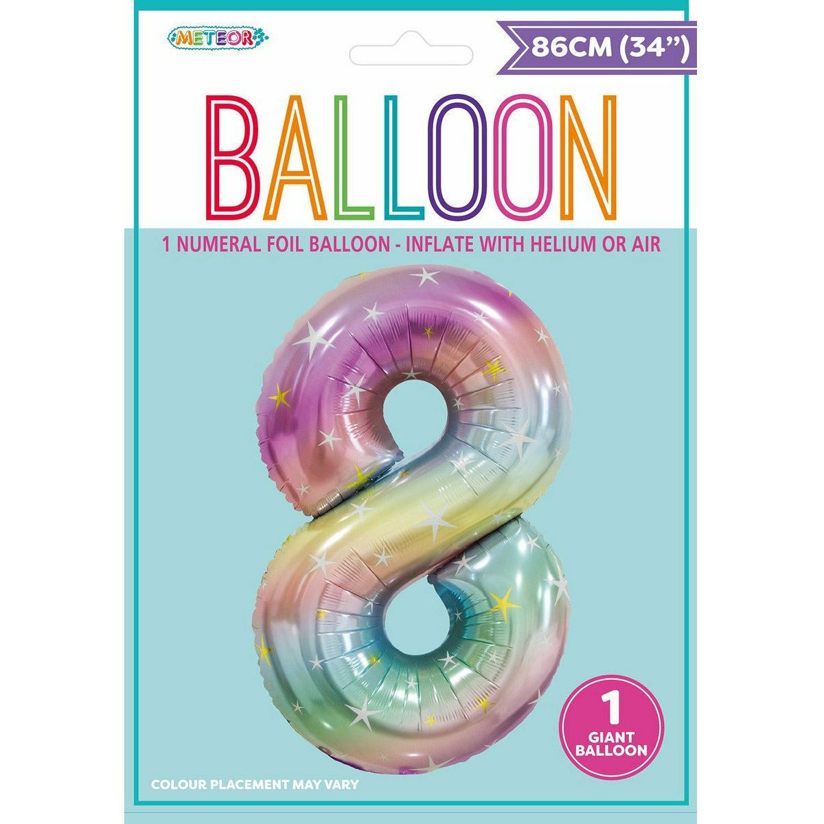 Pastel Rainbow Number 8 Foil Balloon 86cm - Dollars and Sense