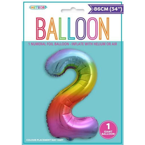 Rainbow 2 Numeral Foil Balloon 86cm Default Title