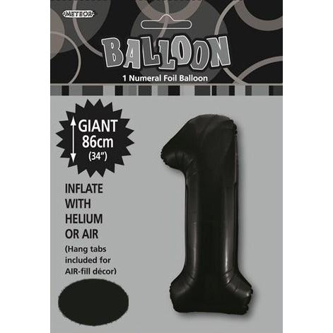 Black 1 Numeral Foil Balloon 86cm Default Title