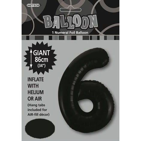 Black 6 Numeral Foil Balloon 86cm Default Title