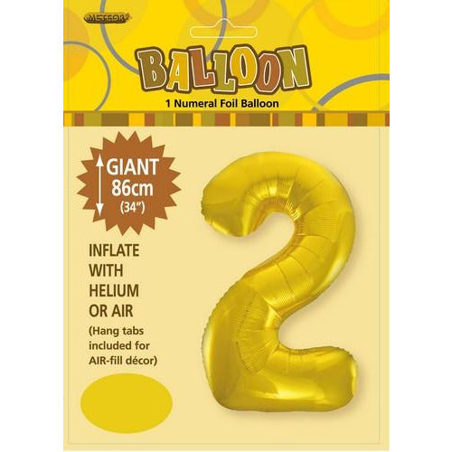 Gold 2 Numeral Foil Balloon 86cm Default Title