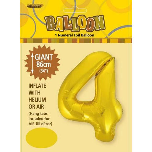 Gold 4 Numeral Foil Balloon 86cm Default Title