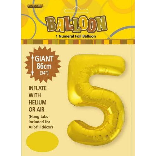 Gold 5 Numeral Foil Balloon 86cm Default Title