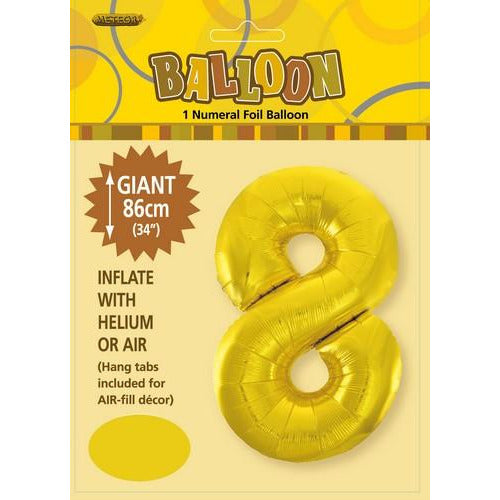 Gold 8 Numeral Foil Balloon 86cm Default Title