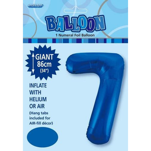 Number 7 Royal Blue Foil Balloon 86cm Default Title