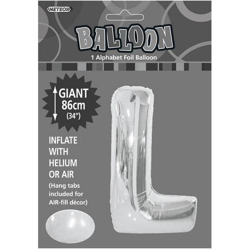 Silver L Alphabet Foil Balloon 86cm Default Title
