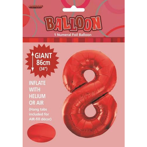 Number 8 Red Foil Balloon 86cm Default Title