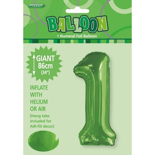 Lime Green 1 Numeral Foil Balloon 86cm Default Title