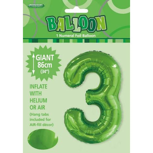 Lime Green 3 Numeral Foil Balloon 86cm Default Title