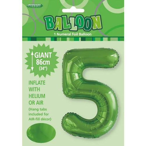Lime Green 5 Numeral Foil Balloon 86cm Default Title