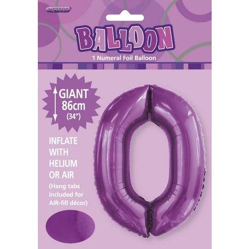Pretty Purple 0 Numeral Foil Balloon 86cm Default Title
