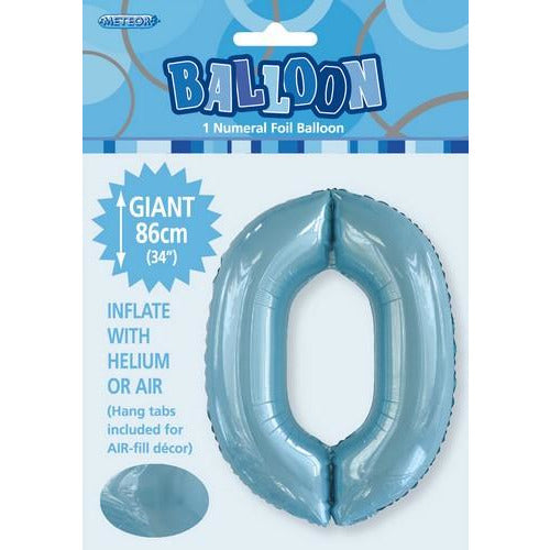 Powder Blue 0 Numeral Foil Balloon 86cm Default Title