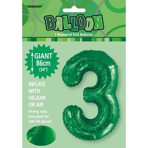 Emerald Green 3 Numeral Foil Balloon 86cm Default Title