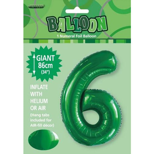 Emerald Green 6 Numeral Foil Balloon 86cm Default Title
