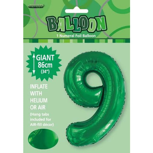 Emerald Green 9 Numeral Foil Balloon 86cm Default Title
