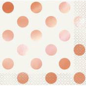 Rose Gold Polka Dot Foil Stamped Luncheon Napkins 2ply 33x33cm 16Pk - Dollars and Sense
