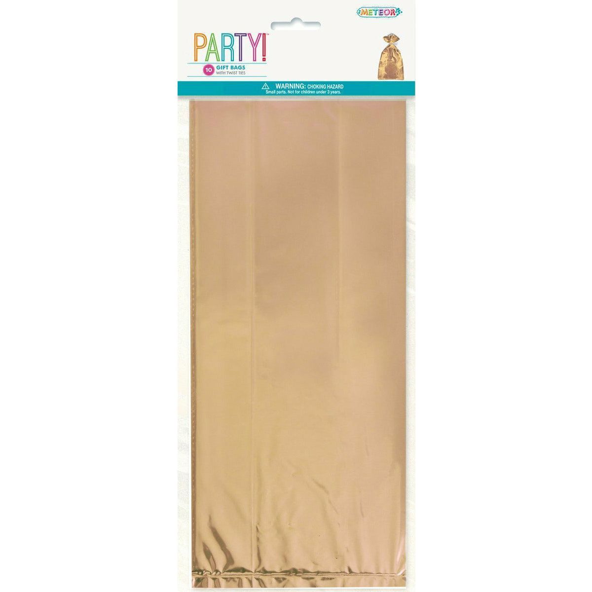 Rose Gold Cello Loot Party Bags 28 H x 13cm 10Pk - Dollars and Sense