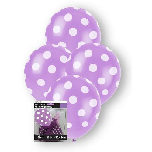 Dots Pretty Purple 6 x 30cm (12) Balloons