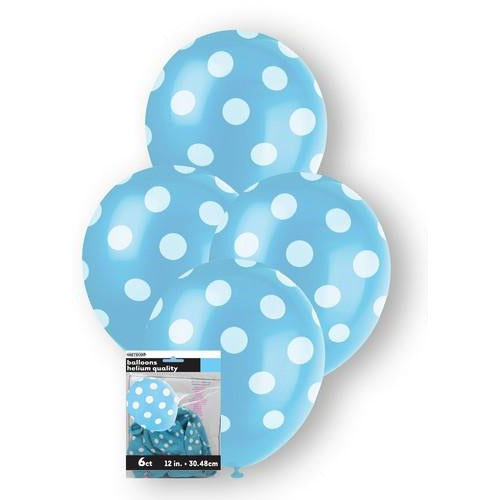 Dots Powder Blue 6 x 30cm (12) Balloons