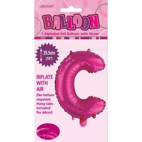 Hot Pink C Alphabet Foil Balloon 35cm Default Title