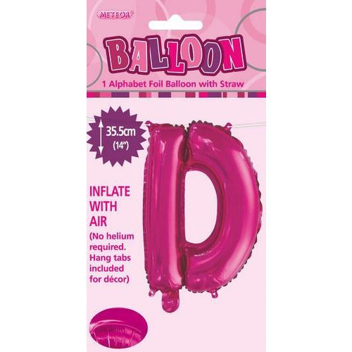 Hot Pink D Alphabet Foil Balloon 35cm Default Title