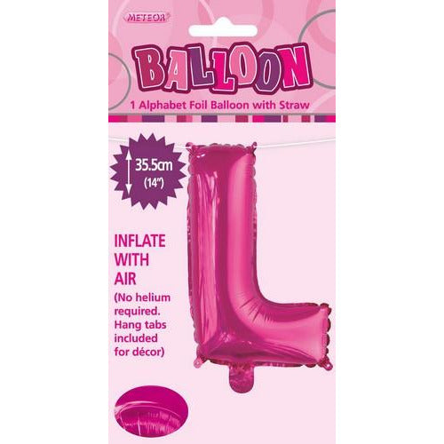 Hot Pink L Alphabet Foil Balloon 35cm Default Title