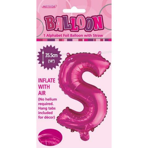 Hot Pink S Alphabet Foil Balloon 35cm Default Title
