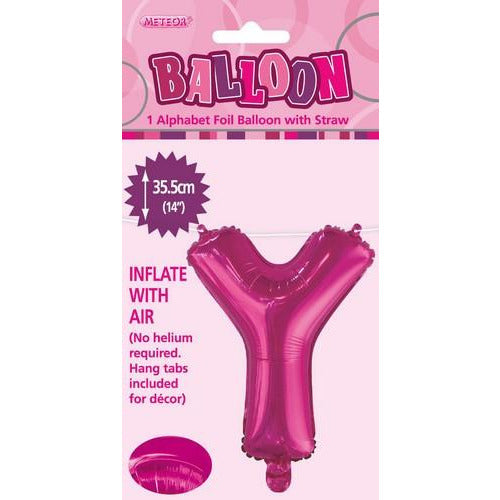 Hot Pink Y Alphabet Foil Balloon 35cm Default Title