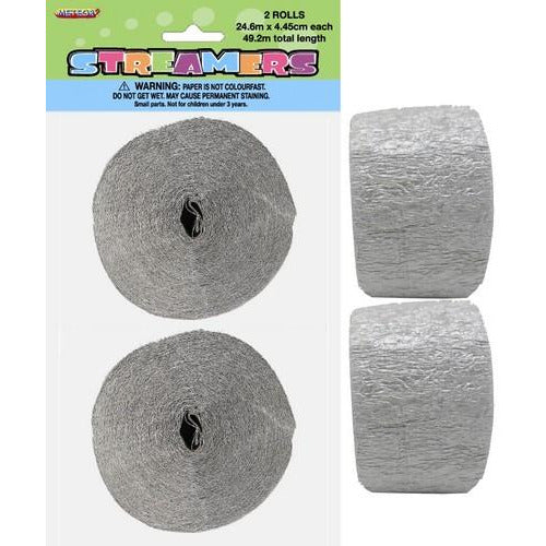 Crepe Streamers Silver 2 x 24m Default Title