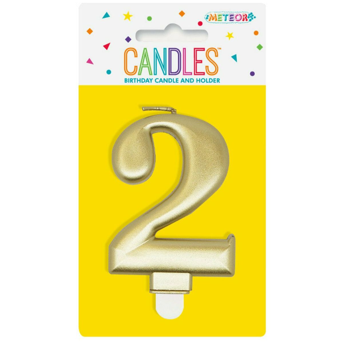 Number 2 Metallic Gold Birthday Candle - Dollars and Sense