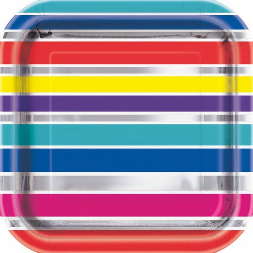 Colourful Birthday 10 x 18cm Foil Stamped Paper Plates Default Title