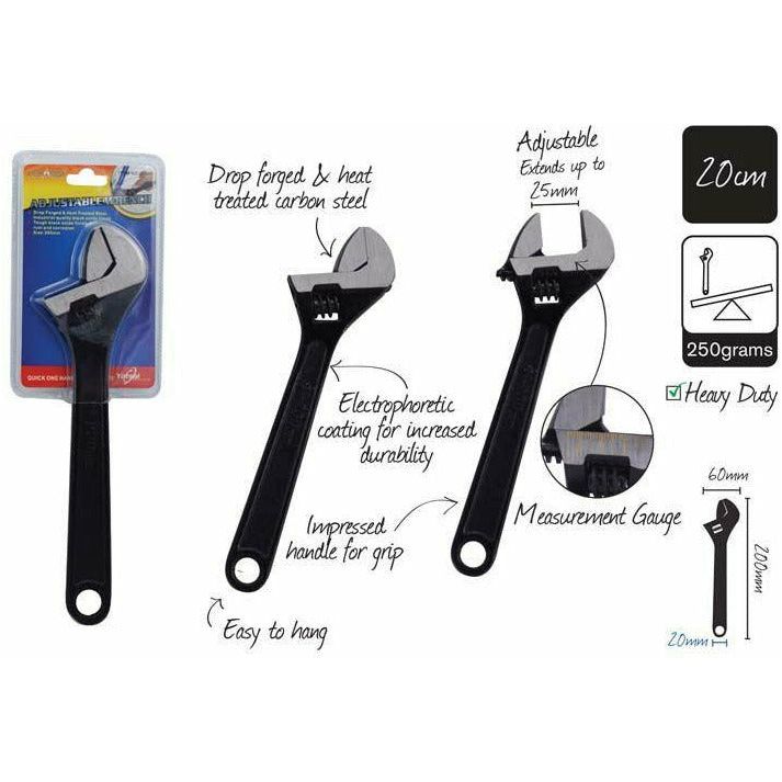 Adjustable Wrench with Measurement Gauge - 20cm 1 Piece - Dollars and Sense