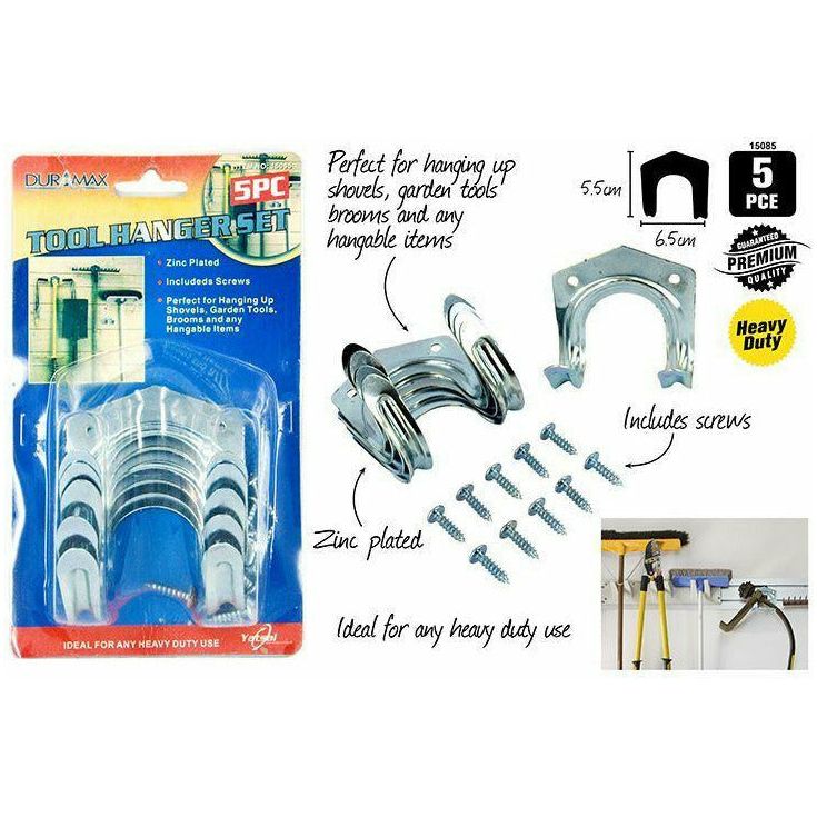 Tool Hanging Zinc Plated - 5.5x6.5cm 5 Piece Set - Dollars and Sense