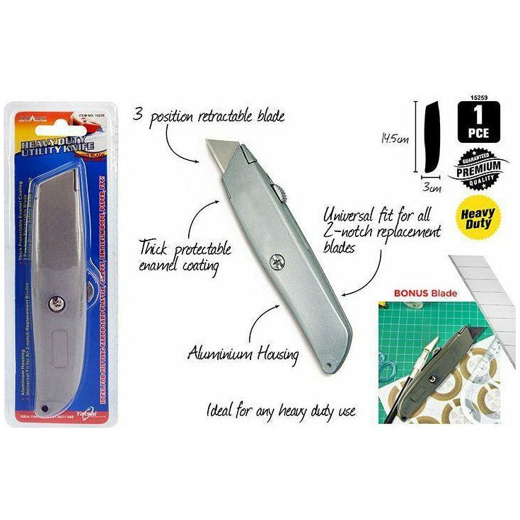 Heavy Duty Utility Knife with Blade - 14.5x3cm 1 Piece - Dollars and Sense