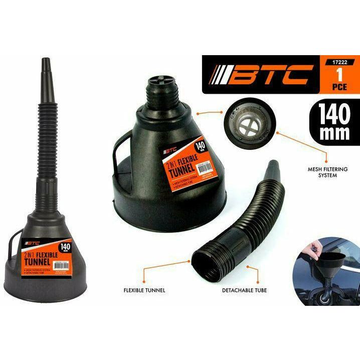 Two in One Flexible Funnel Black - 140mm 1 Piece - Dollars and Sense