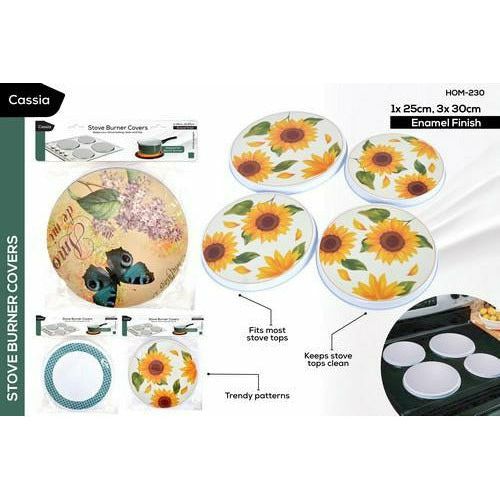 Stove Burner Covers Enamel Finish - 1x 25cm 3x 30cm 4 Piece Assorted - Dollars and Sense
