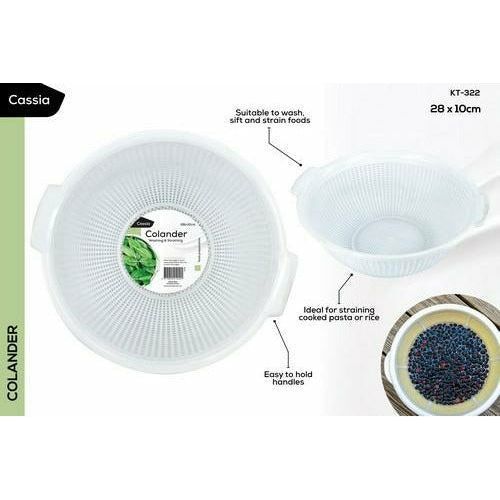 Kitchen Plastic Colander White - 28x10cm 1 Piece - Dollars and Sense