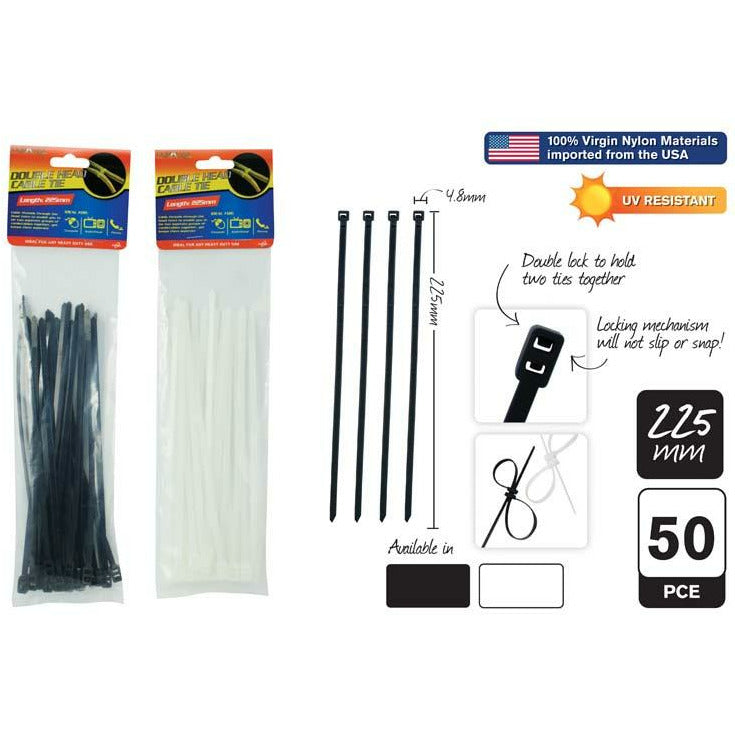 Double Cableties 225Mm 25Pcs Default Title