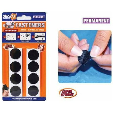 Hook and Loop Fasteners Self Adhesive Permanent - 22mm 16 Piece Black - Dollars and Sense