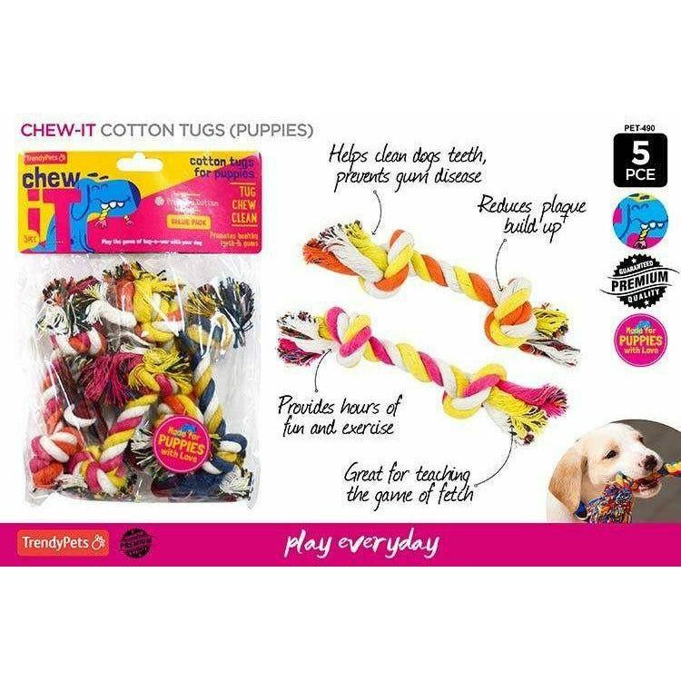 Chew it Cotton Puppy Rope Tugs - 17cm 5 Piece - Dollars and Sense