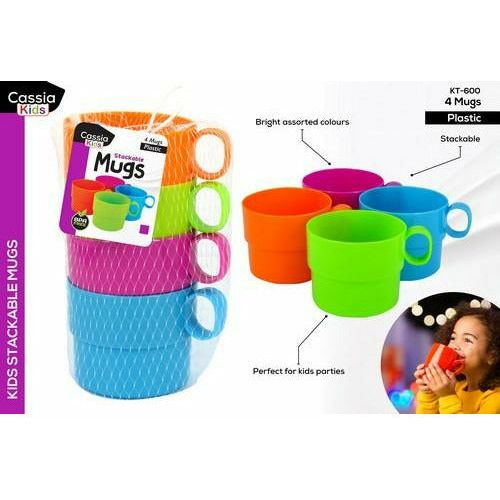 Stackable Kids Plasitc Mugs - 4 Piece - Dollars and Sense