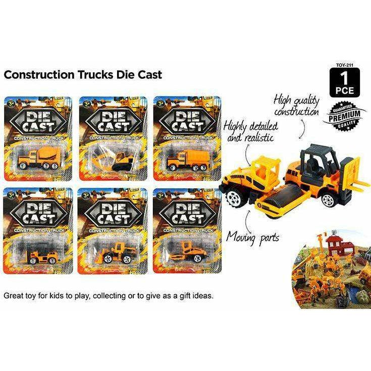 Die Cast Construction Trucks Assorted 1pce - Dollars and Sense