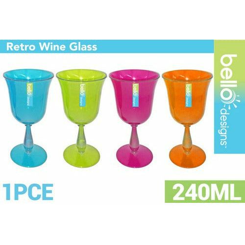 Retro Wine Glass - 240ml 1 Piece Assorted - Dollars and Sense