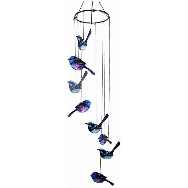 Metal Blue Wren Wind Chime 1pce - Dollars and Sense