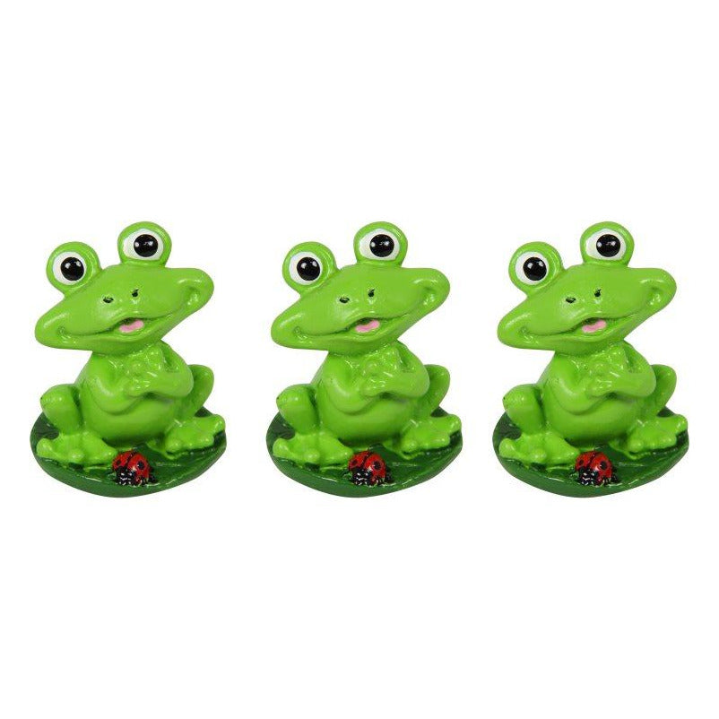 Miniature Frog on Leaf with Ladybug 1pce 4cm Default Title