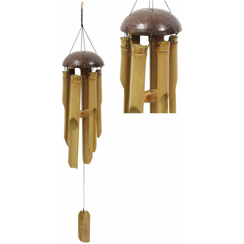 Wind Chime Bamboo 6 Tube Coconut Top - 1 Piece - Dollars and Sense