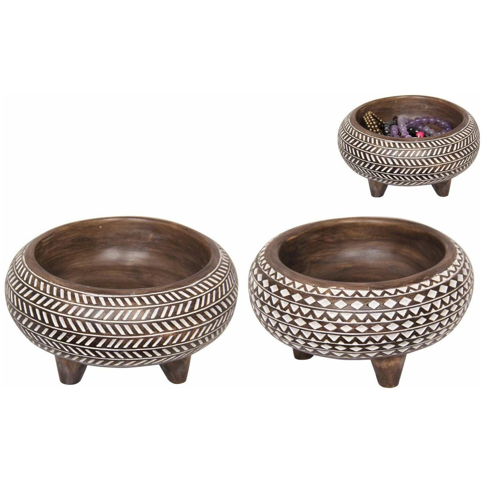 Boho Tribal African Art Decor Bowl 15cm Assorted Designs 1pce - Dollars and Sense