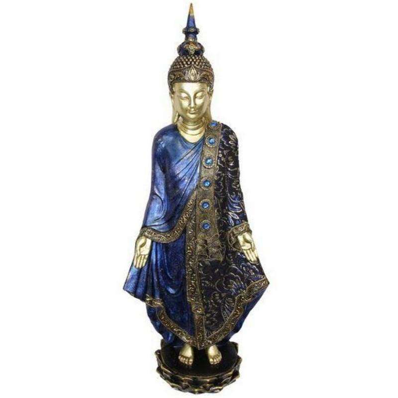 Blue and Gold Standing Rulai Buddha 64cm - Dollars and Sense