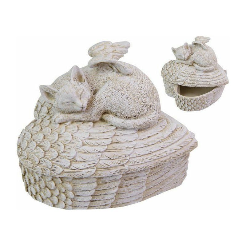 Cat on Heart Wings Memorial Box - 11cm 1 Piece - Dollars and Sense